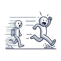 Leaving The Past Behind &ndash; Relief Stickman Figures Vector Design