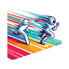 Overtaking The Past &ndash; Confident Stickman Figures Vector Design