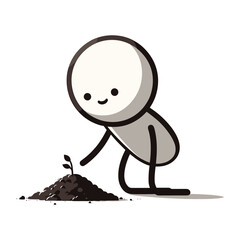 Planting Hope &ndash; Beginning Stickman Figures Vector Design