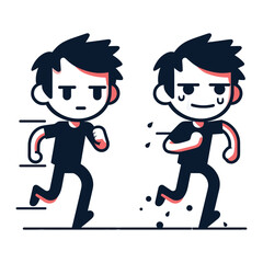 Side-by-side Challenge &ndash; Intense Focus Stickman Figures Vector Design