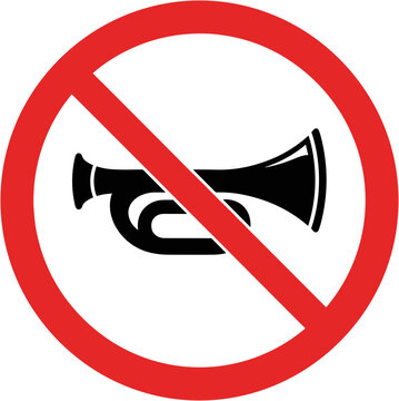 No honking warning sign illustration, prohibition symbol, noise control concept