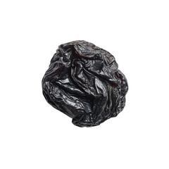 Fototapeta premium Png of closeup of a single prune isolated on transparent background, showcasing its wrinkled texture and dark color