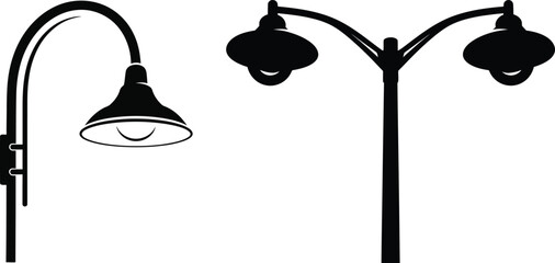 Street Lamp Post Set Vector On White Background EPS 10