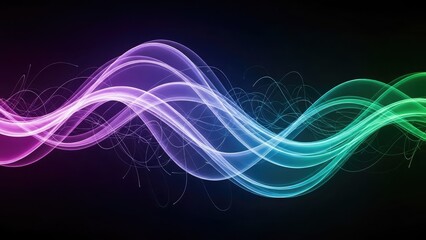 Abstract Gradient Waves of Light on Black Background image photo