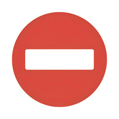 Red prohibition traffic sign with white horizontal bar isolated on white background. concept of warning, no entry, forbidden area, graphic design element, road safety symbol.