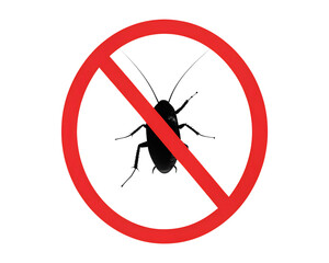 No cockroach sign, prohibition symbol isolated on transparent background