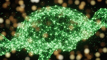 Green glowing 3DNA molecule structure with bokeh background helix genetic