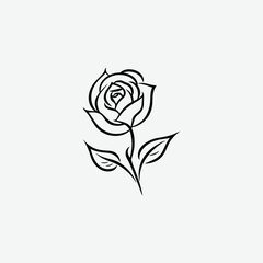 High-quality rose flower vector illustration, perfect for logos, icons, and graphic design projects. Scalable, minimalist, and elegant floral vector art.