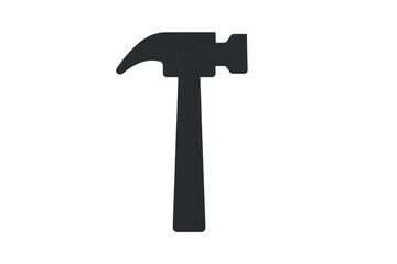 Black hammer silhouette creating an icon for construction, repair, and handicraft work on transparent background