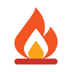 Campfire icon outdoor fire wood full color flat vector minimalist design