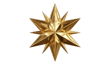Gleaming polished gold eight point star icon representing achievement excellence and luxury award design element