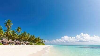 Idyllic tropical beach paradise with white sand and turquoise water