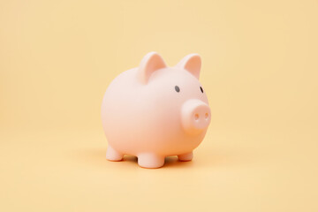 Pink piggy bank on a pastel background symbolizing savings, financial planning, budgeting, investment, money management, and economic growth in a clean minimalist concept.