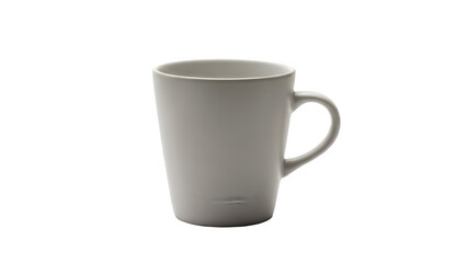 Tall ceramic coffee mug isolated on transparent background.