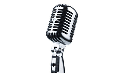 Vintage microphone isolated on transparent background.