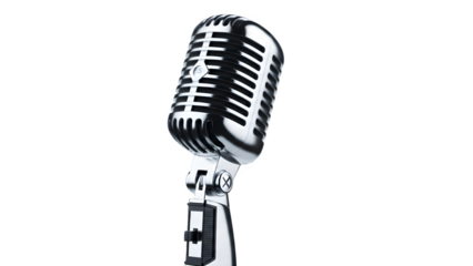 Vintage microphone isolated on transparent background.