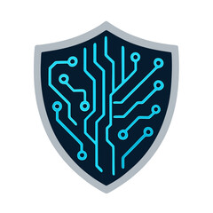 "Cybersecurity Shield" icon: a shield with a digital circuit pattern inside.