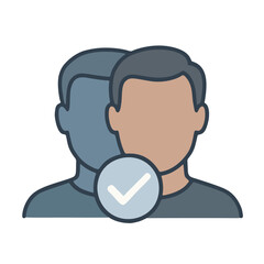 "Deepfake Detection" icon - Image of two overlapping faces, with a transparent "checkmark" filter over the original.