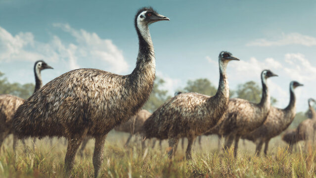 Emu Flock in the Australian Outback