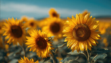 Obraz premium Golden Sunflowers in Field