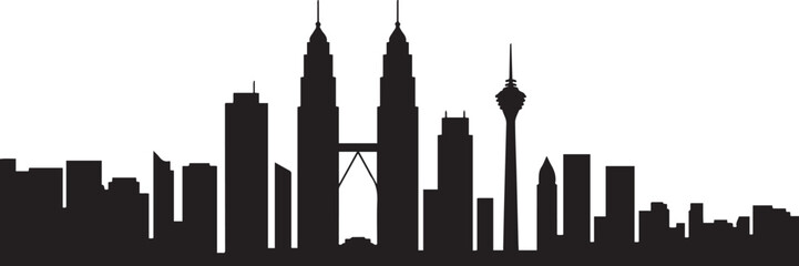 Obraz premium Kuala Lumpur Skyline Vector illustration. design Vector black silhouette