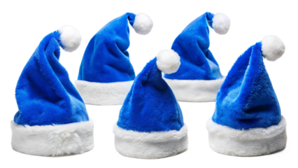 blue christmas hats isolated on white background
