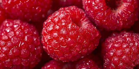 Close-Up of Fresh Red Raspberries