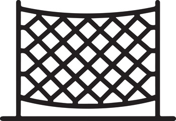 Continuous line art illustration of a net and boundary poles as a minimal icon in simple contour drawing