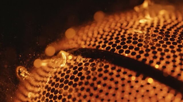 Warm luminous particles on perforated surface