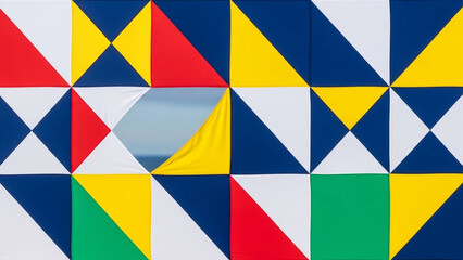 Fototapeta premium Signal flags forming a clean geometric pattern, bright colors.