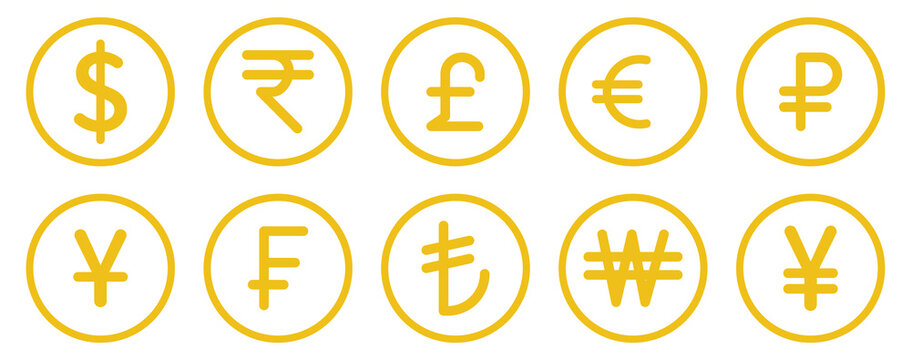 Dollar euro financial icon illustration showing online payment symbols, digital wallet graphics, currency signs and earnings coin visuals suitable, Money and currency symbols. Financial Symbols. EPS10