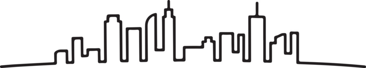 Continuous Line Skyline Formed into a Gentle M Arched Minimal Artistic Illustration