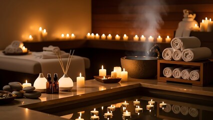 Luxurious Spa Relaxation with Candlelight Ambiance Wellness Therapy  Self-Care Retreat.