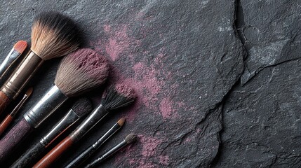 Professional cosmetic makeup brushes with vibrant powder
