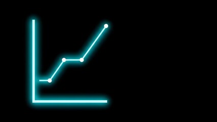 Neon line graph showing positive growth and financial data analysis