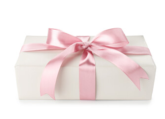 Beautiful gift with bow isolated on white