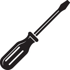 Black screwdriver icon for repair and tools