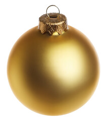 Golden Christmas ball isolated on white. Festive ornament