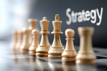 Chess pieces arranged on a board represent strategic planning and decision-making in finance and investment