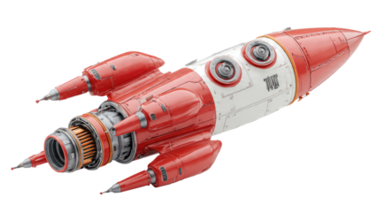 Retro Rocket Ship on Isolated Background