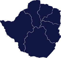Fototapeta premium Dark blue map of Zimbabwe divided into provinces a clean vector illustration representing the countrys geography and administrative divisions