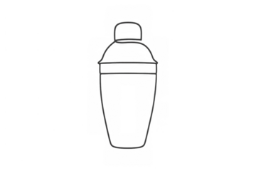 Cocktail shaker line art icon graphic representing bar tools, nightlife, and drink preparation with transparent background