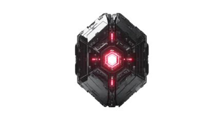 Sci-fi Dodecahedron with Glowing Core