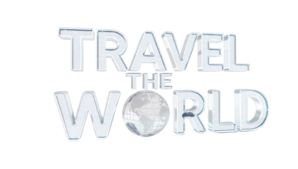 Travel The World Text with Globe
