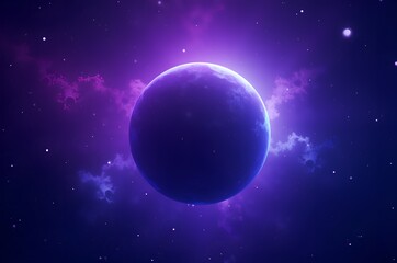 Fototapeta premium Glowing Planet in a Purple Nebula Space Scene