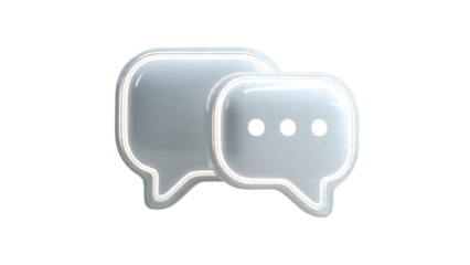 Two glossy chat bubbles on transparent background
