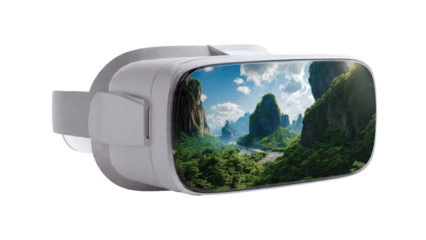 VR headset showing landscape
