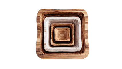 Wooden nested squares on transparent background