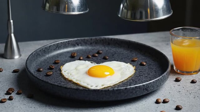 Fried egg in the shape of a heart.