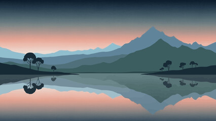 vector of lake in the mountains